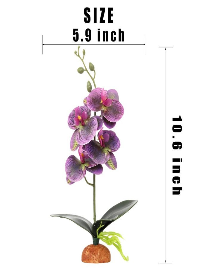 WOLEDOE Fake Orchids Artificial Flowers, Reptile Terrarium Decor Plants, Bearded Dragon Tank Accessories fit Crested Gecko Leopard Lizard Chameleon Ball Python Snake Frog (Radiant) - Image 2